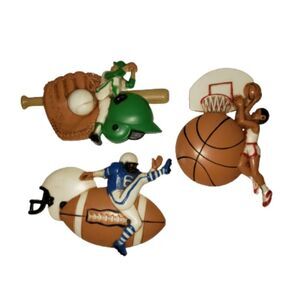 Vintage Homco Burwood Boys Sports Wall Hanging Decor Set of 3 Made In USA